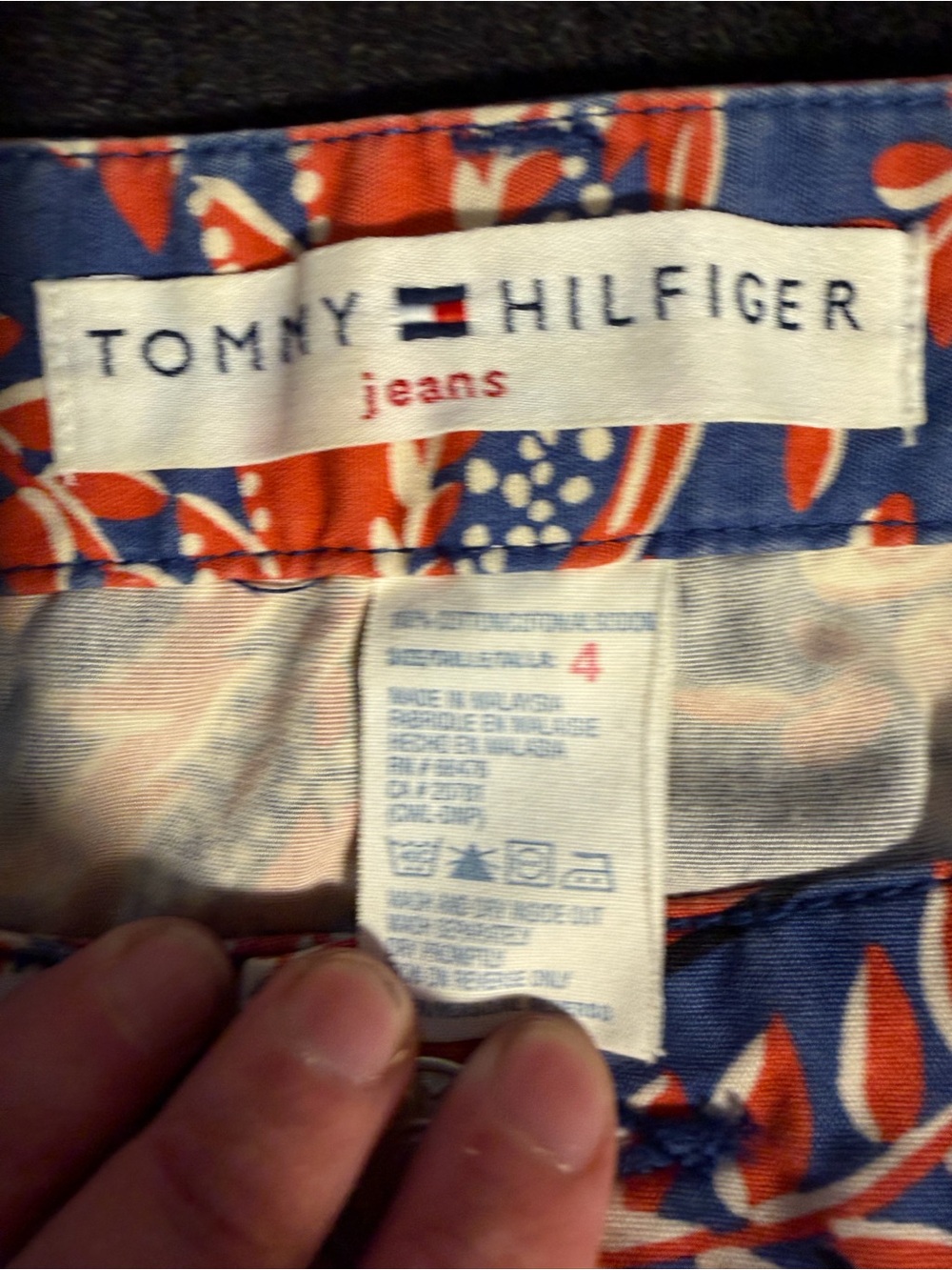 Vintage Tommy Hilfiger Womens Red White Blue Floral Flared Jeans 4 Paisley - Picture 7 of 8